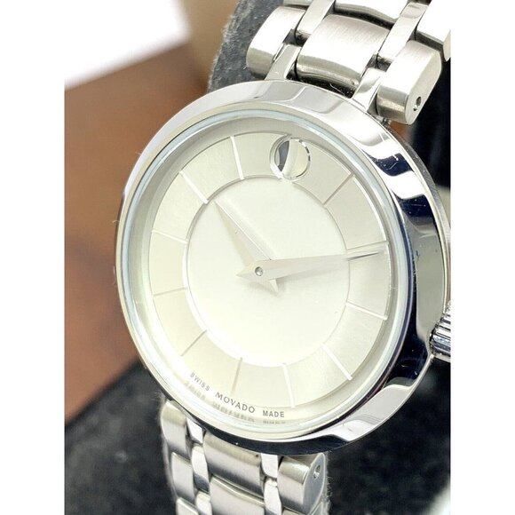 Movado Women's Watch 0607098 Silver Dial Swiss Quartz Stainless Steel 28mm - Picture 1 of 13